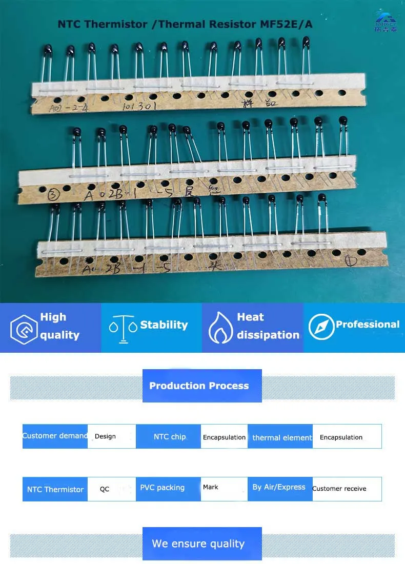 High Precision 5K10K100K3950 1% Ntc Epoxy Small Blackhead Mf52 Thermistor